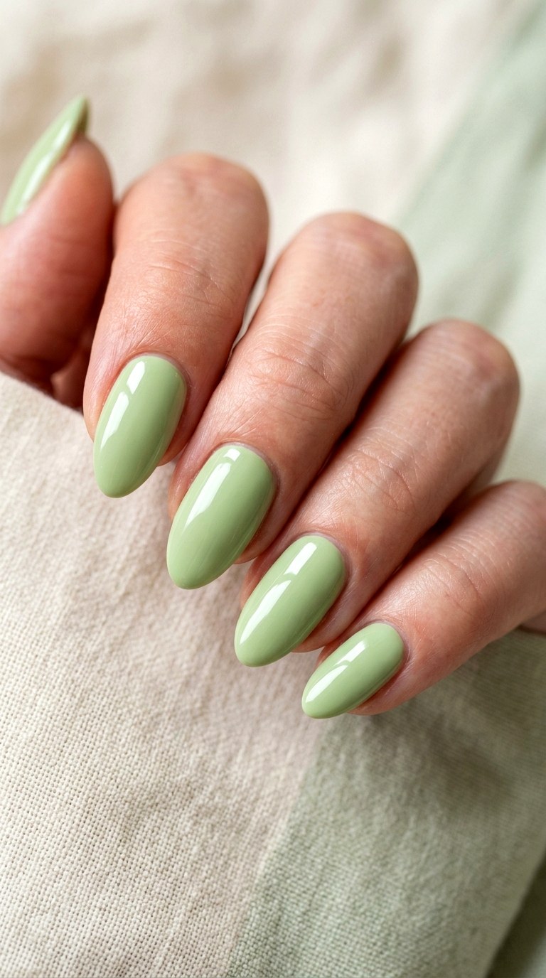 Pistachio Green Almond Nails - 24 Green Nail ideas