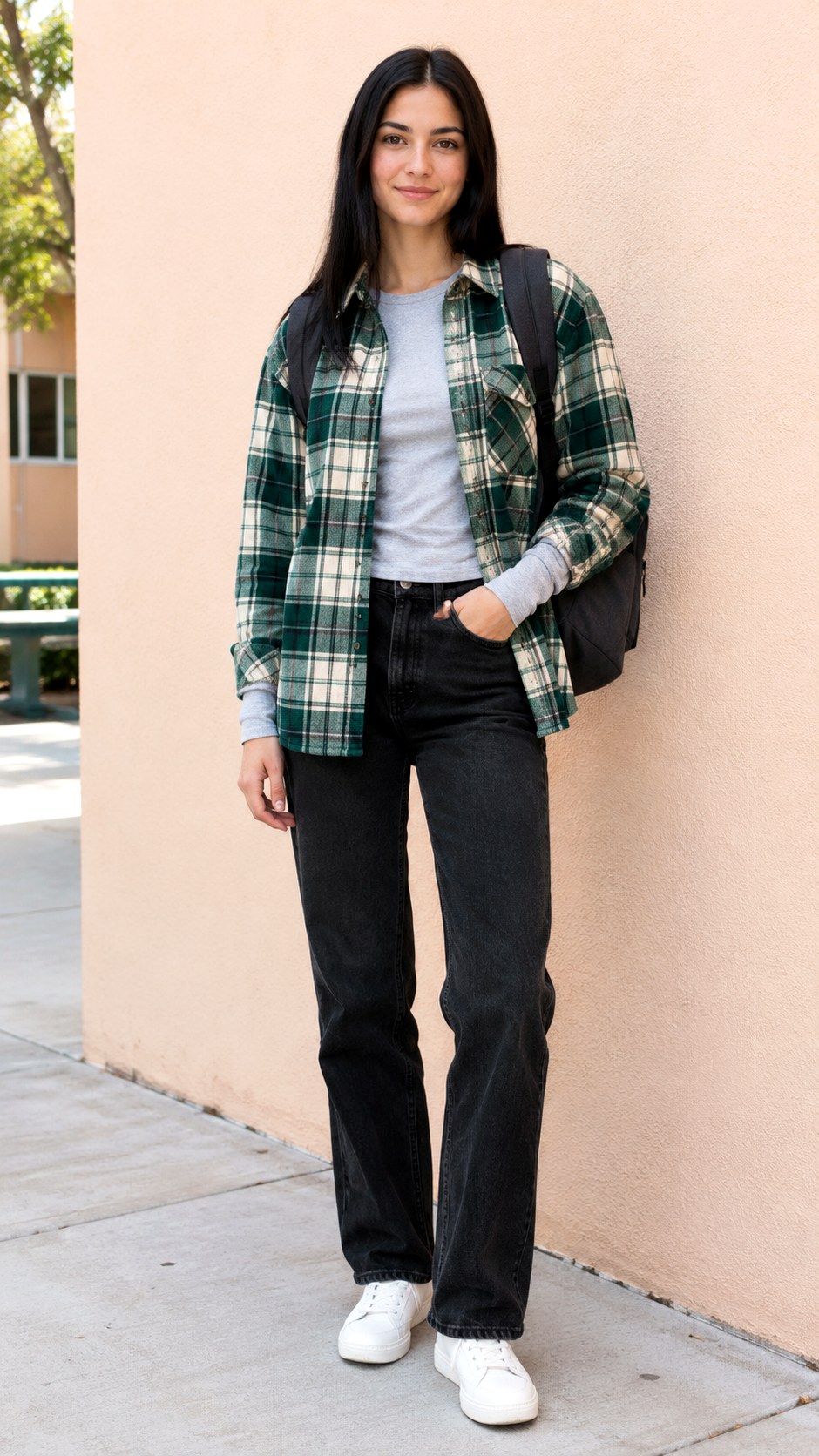Plaid Overshirt With Black Jeans - 20 fall outfits for school