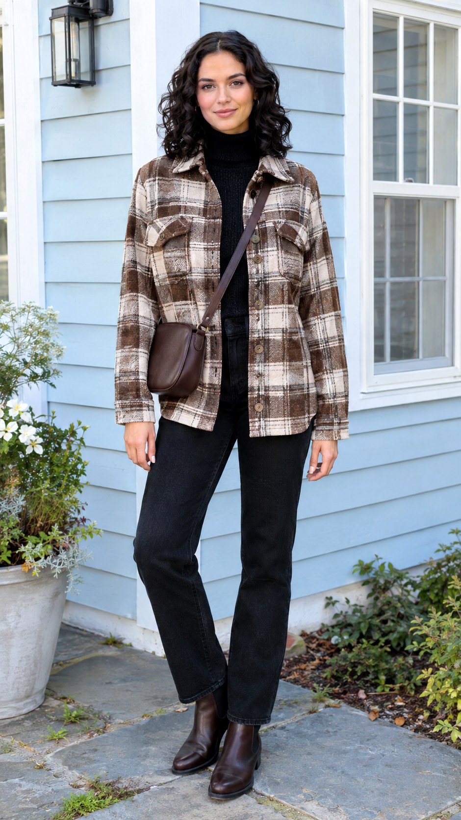 Plaid Shacket With Black Jeans - 20 fall jackets outfit ideas