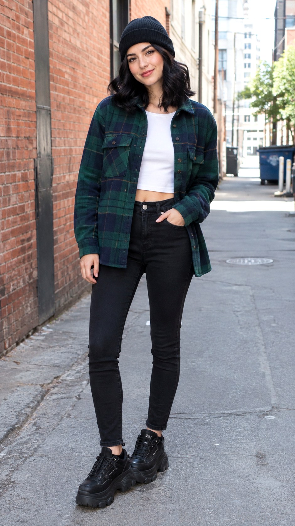 Plaid Shacket with Black Skinny Jeans - 21 shacket jacket outfit ideas