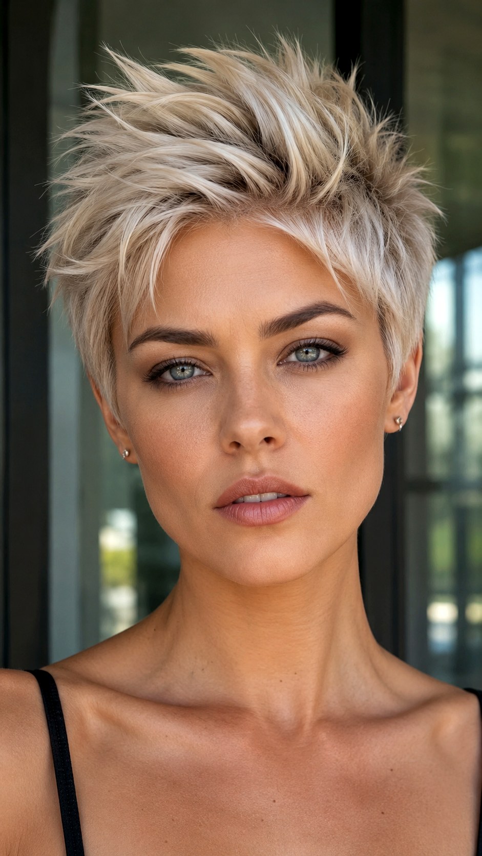 Platinum Blonde Frosted Spiky Bob - 24 spiky hairstyle ideas