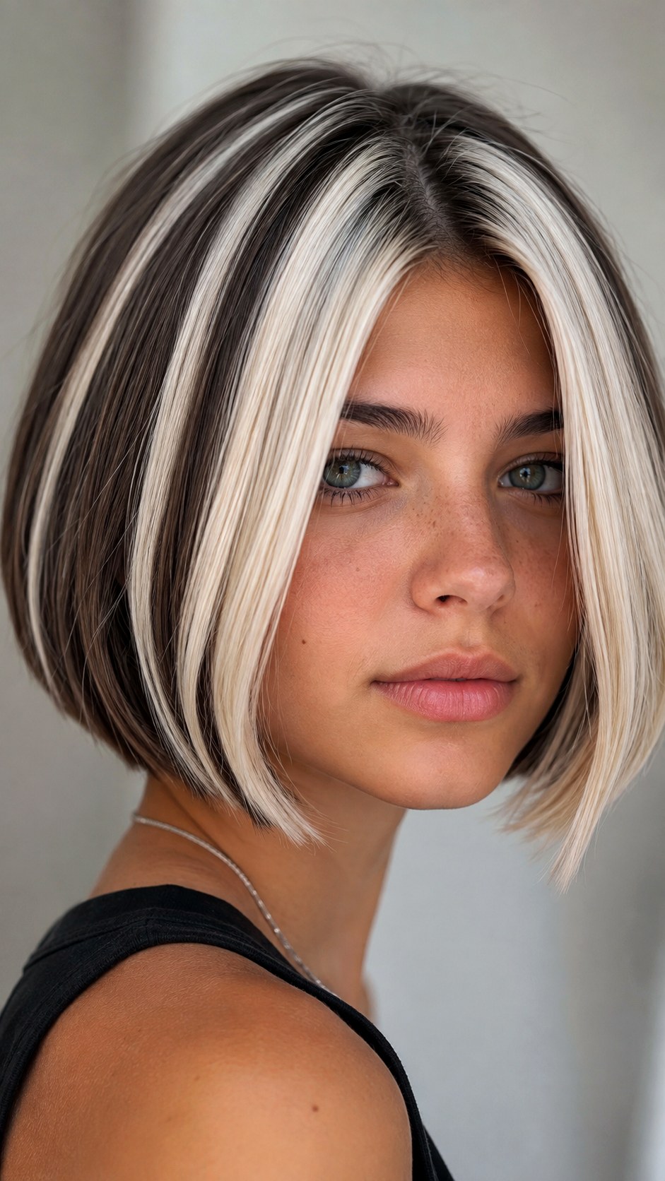 Platinum Chunky Highlights on French Bob - 24 short hair highlights ideas