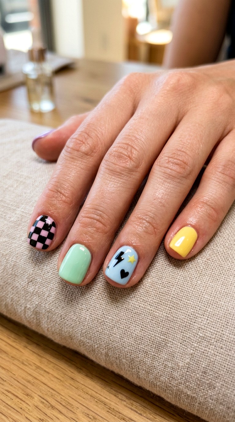 Playful Checkerboard Nails - 23 teen nail ideas