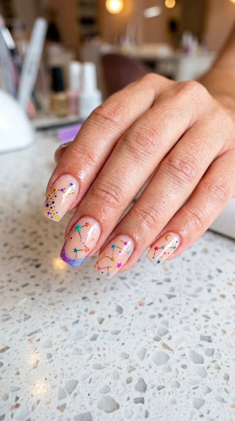 Playful Star Mix Nails - 23 teen nail ideas