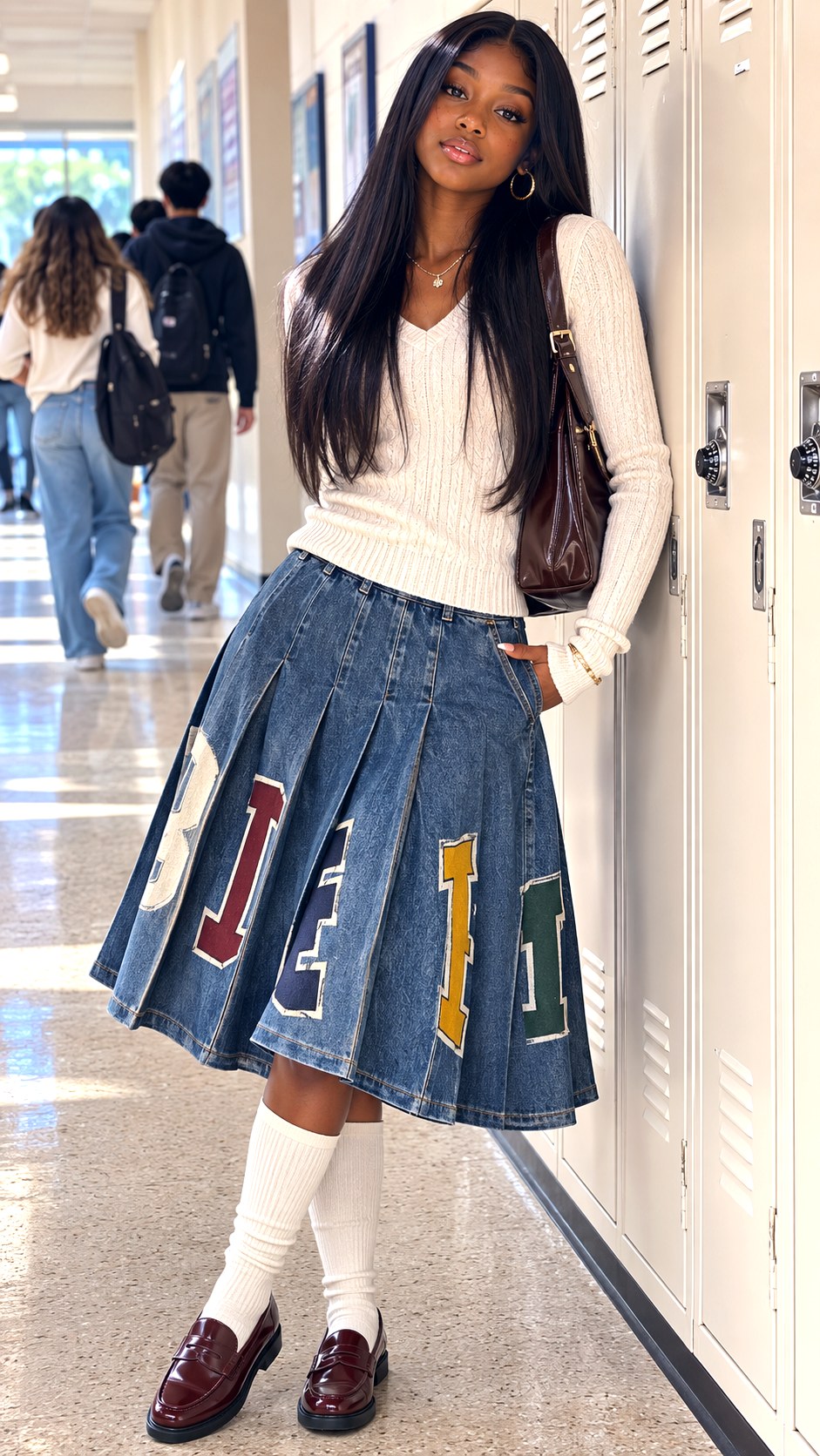 Pleated Denim Skirts With Painted Block Letters - 21 block lettering school spirit ideas