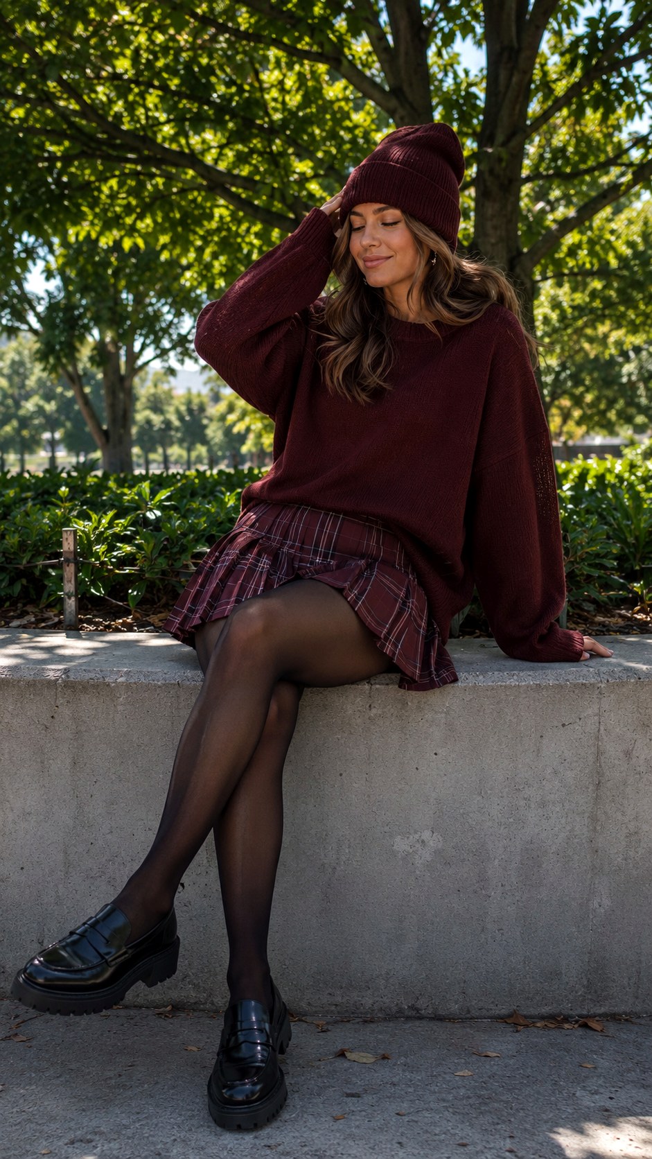 Pleated Mini Skirt With Oversized Sweater - 25 Indie Aesthetic Outfits Ideas