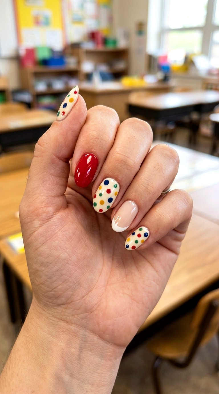 Polka Dot Classroom Nails - 25 back to school nail ideas