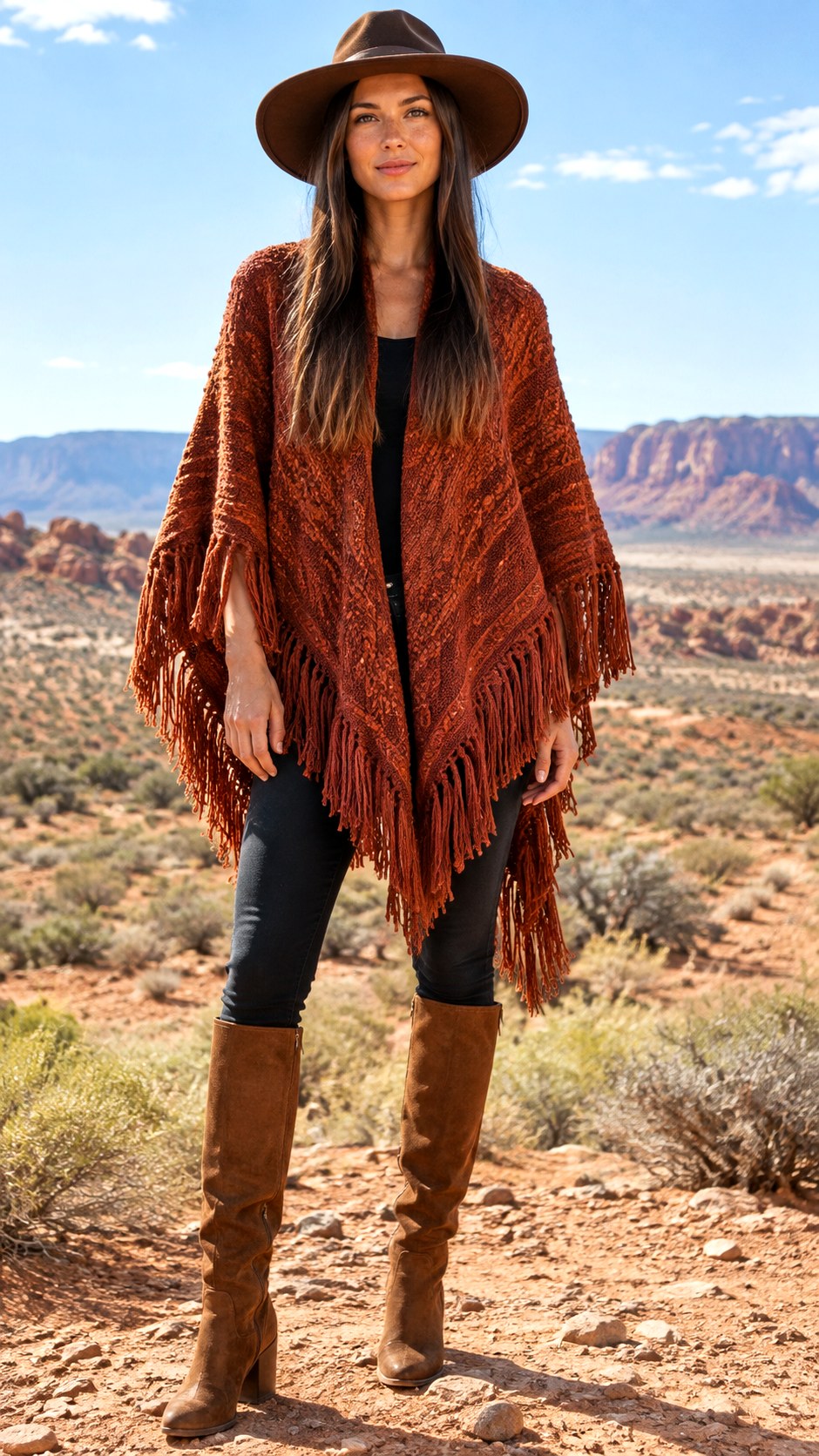 Poncho Over Skinny Jeans - 22 layered fall fashion outfit ideas