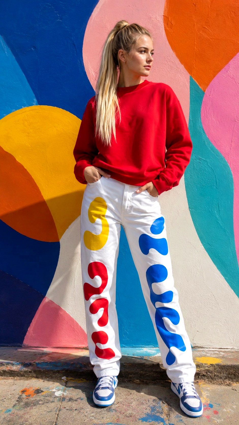 Pop Art Color Blocking - 20 puffy paint bubble letter jeans ideas