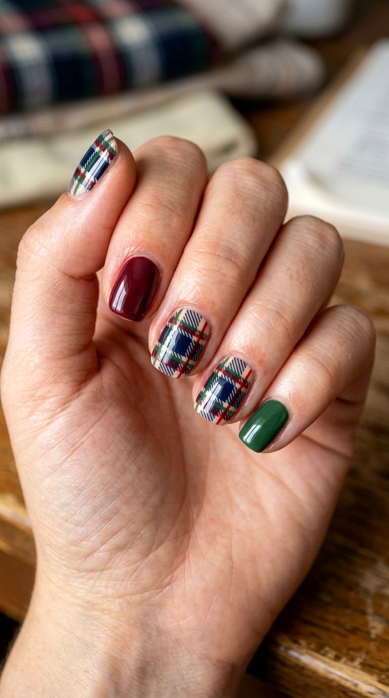 Preppy Plaid School Nails - 23 cute back to school nail ideas