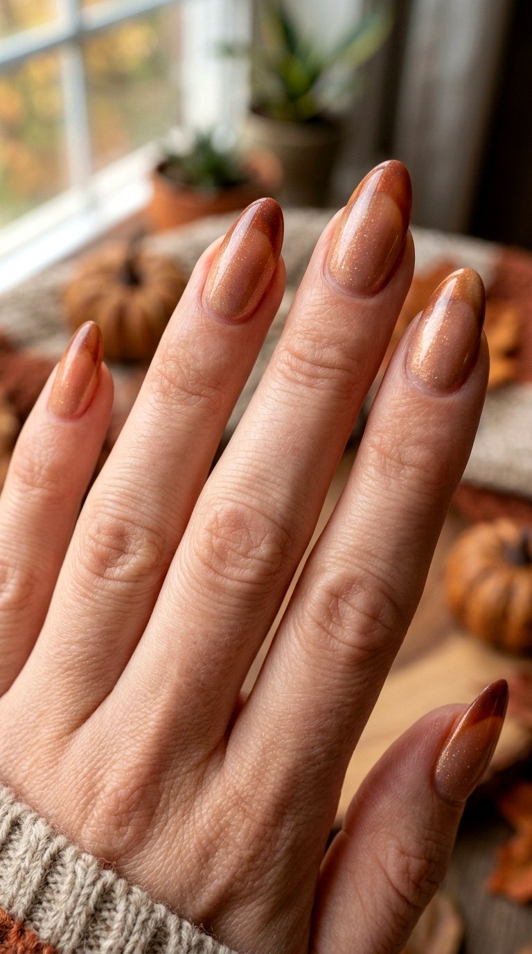 Pumpkin Spice French Tips - 21 cute halloween nail ideas