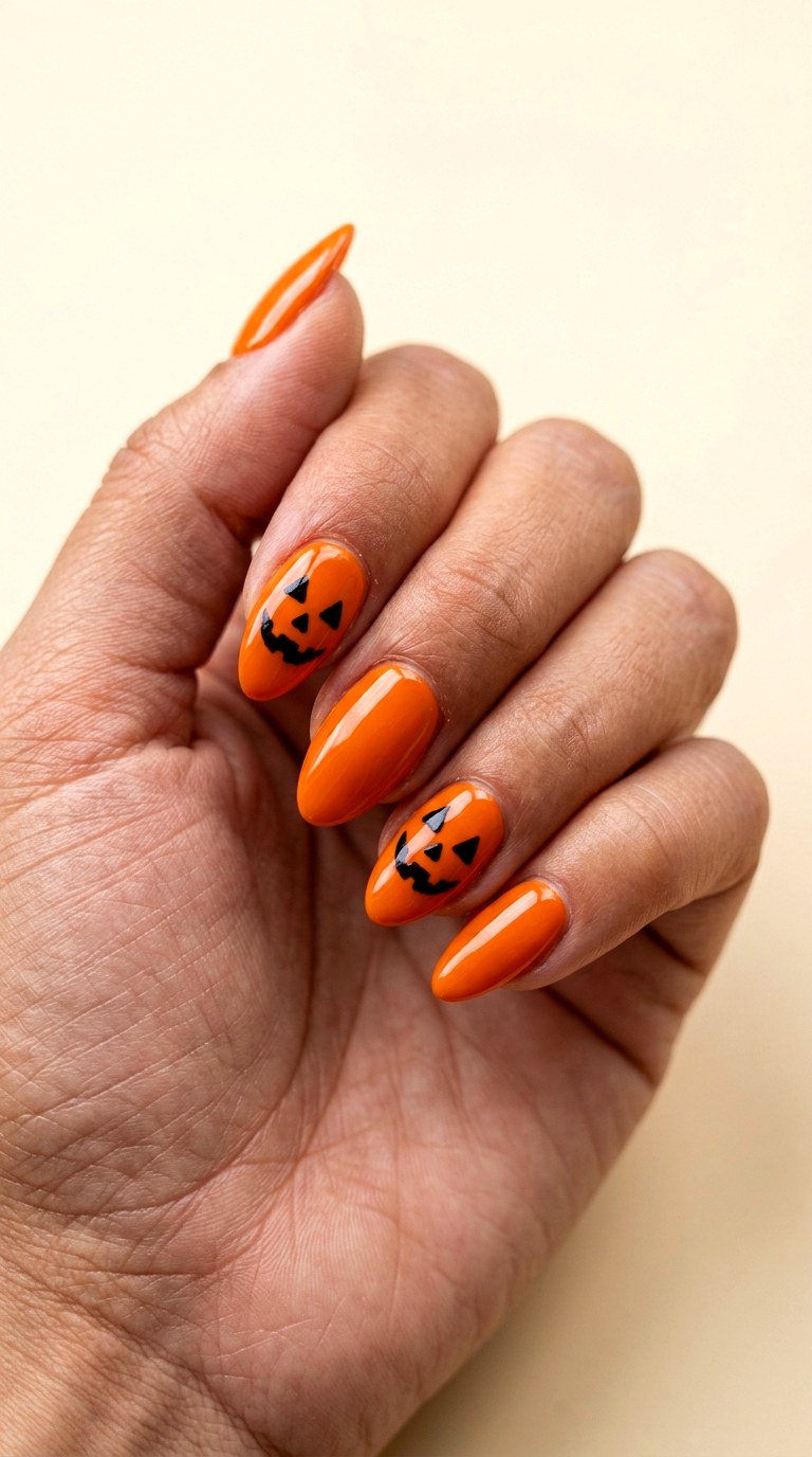 Pumpkin Spice Orange Nails - 24 halloween nail ideas