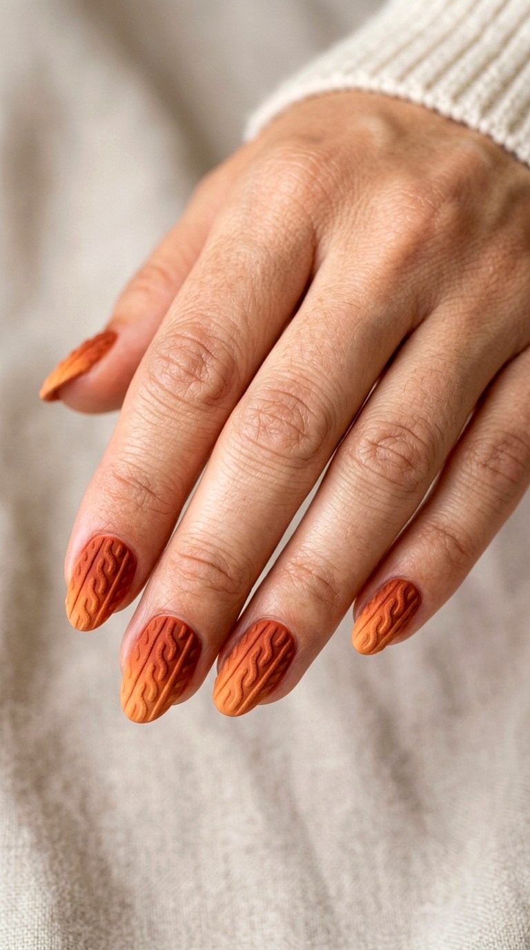 Pumpkin Spice Sweater Nail Design - 23 sweater nails fall nail art design ideas