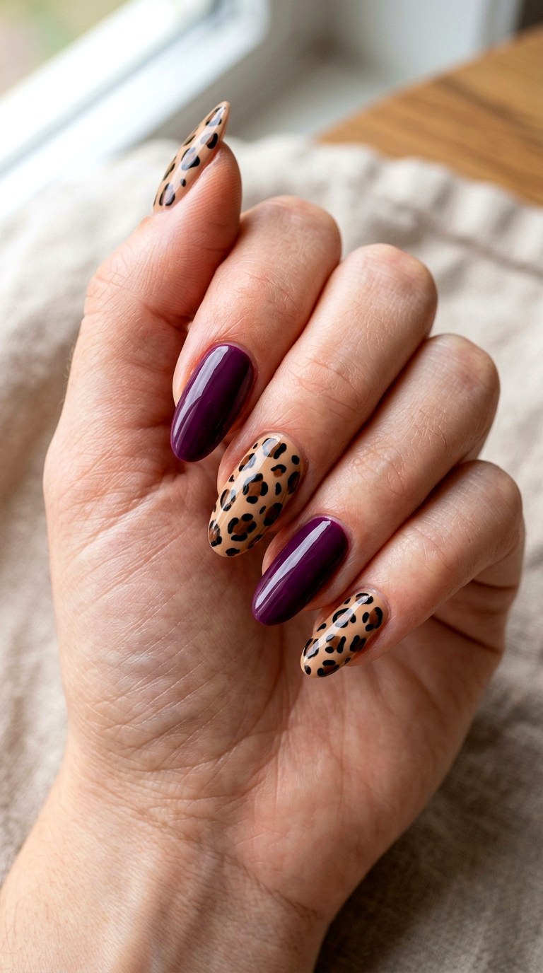 Purple Cheetah Print Nails - 20 Modern cheetah print nail design ideas