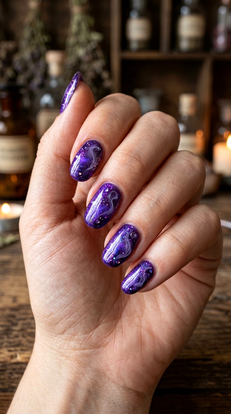 Purple Potion Nails - 25 spooky nail ideas