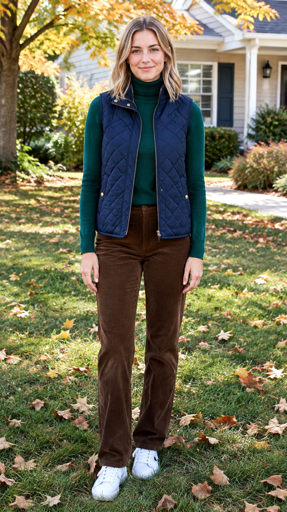 Quilted Vest And Turtleneck Styling - 21 warm fall outfit look ideas