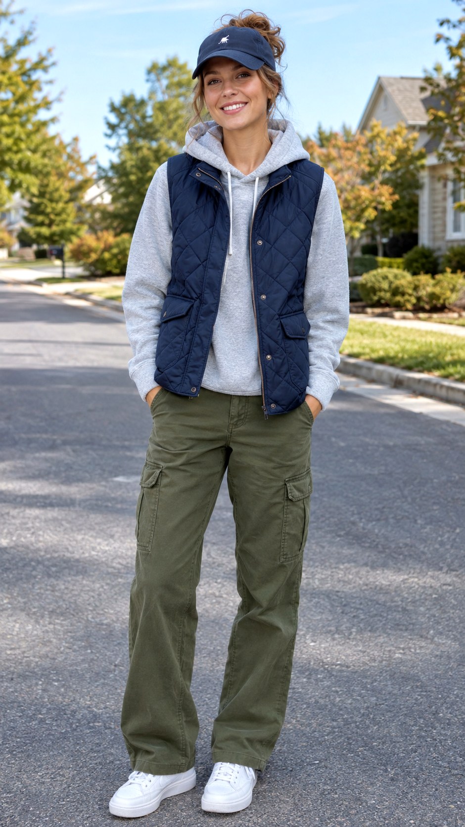 Quilted Vest Over Hoodie - 22 layered fall fashion outfit ideas