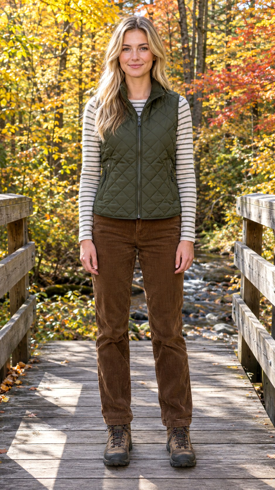 Quilted Vest Over Long Sleeve Top - 23 fall fashion outfit ideas