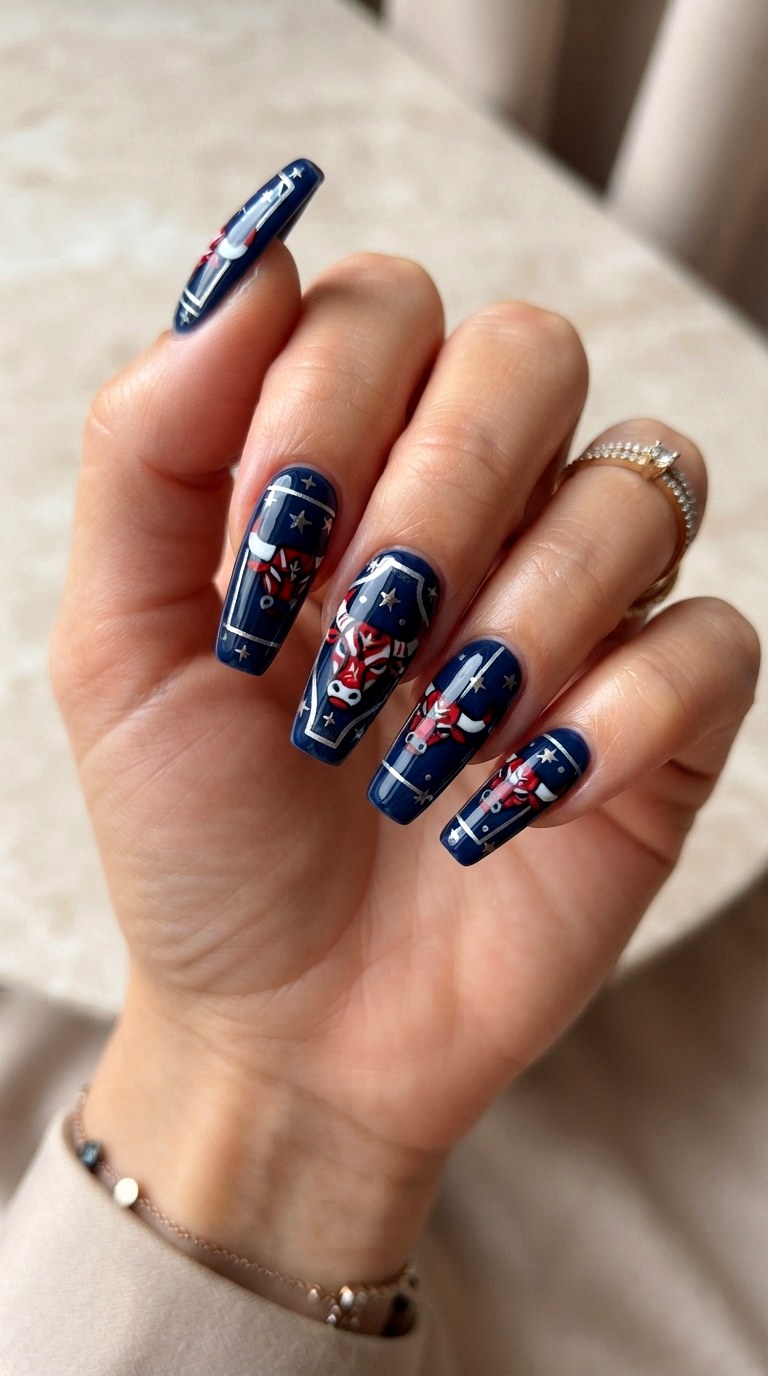 Red Bull Bull Silhouette Nails - 21 Red Bull nail ideas