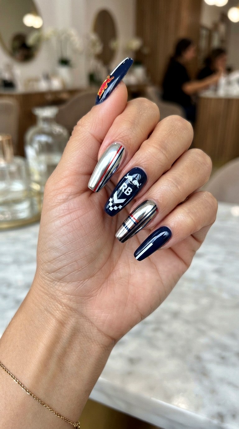Red Bull Chrome Racing Set - 21 Red Bull nail ideas