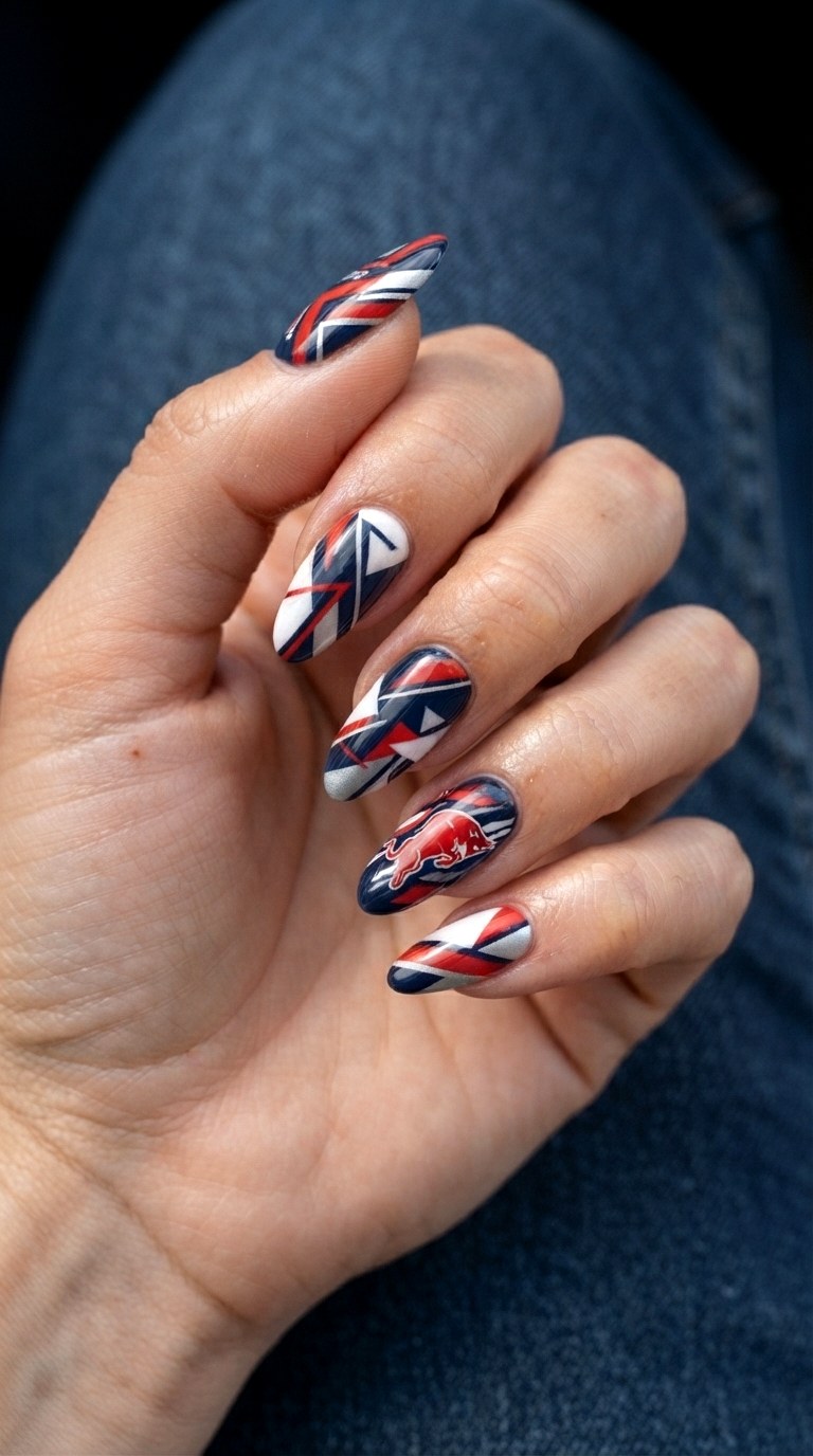 Red Bull Graphic Art Nails - 21 Red Bull nail ideas