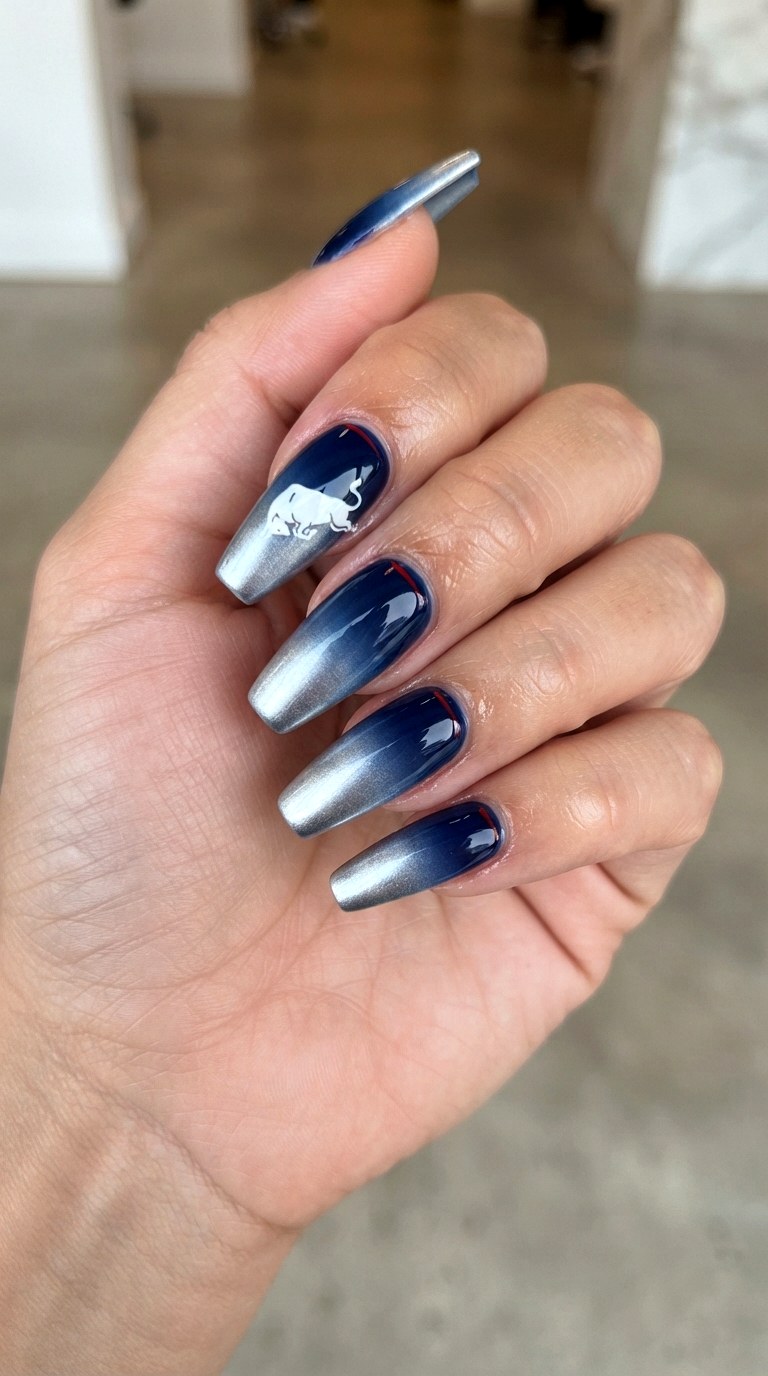 Red Bull Ombre Nails - 21 Red Bull nail ideas