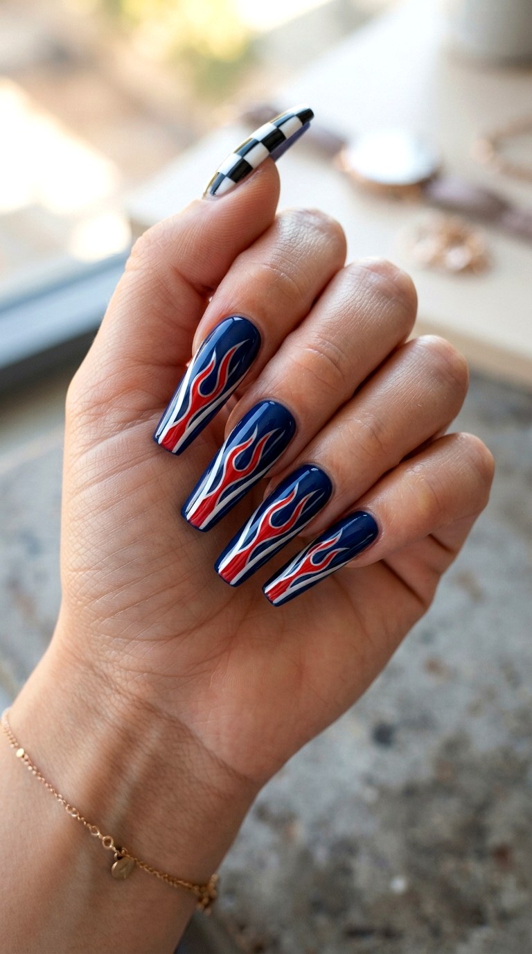 Red Bull Racing Flames - 21 Red Bull nail ideas