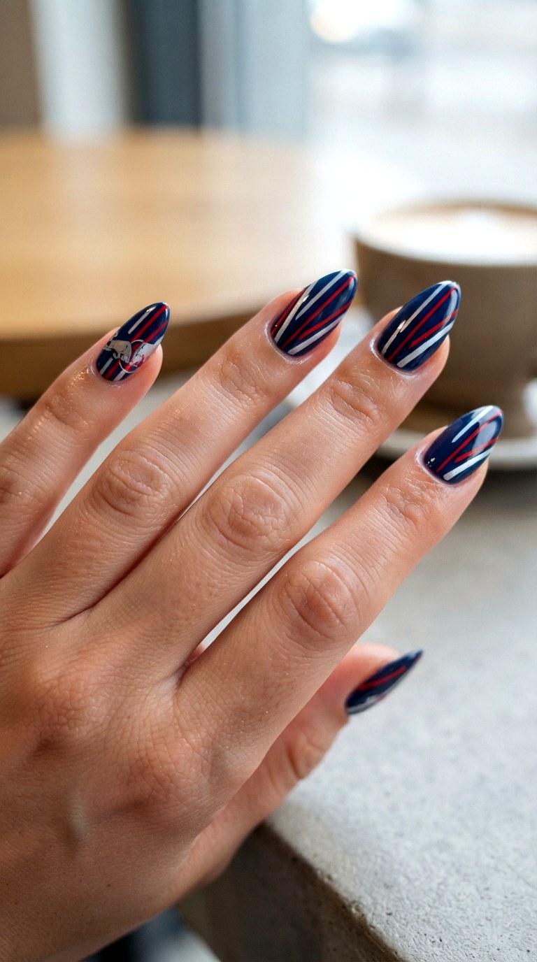 Red Bull Speed Stripe Nails - 21 Red Bull nail ideas