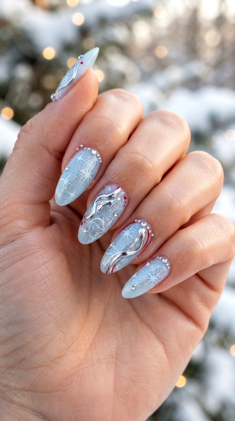 Red Bull Winter Blue Nails - 21 Red Bull nail ideas