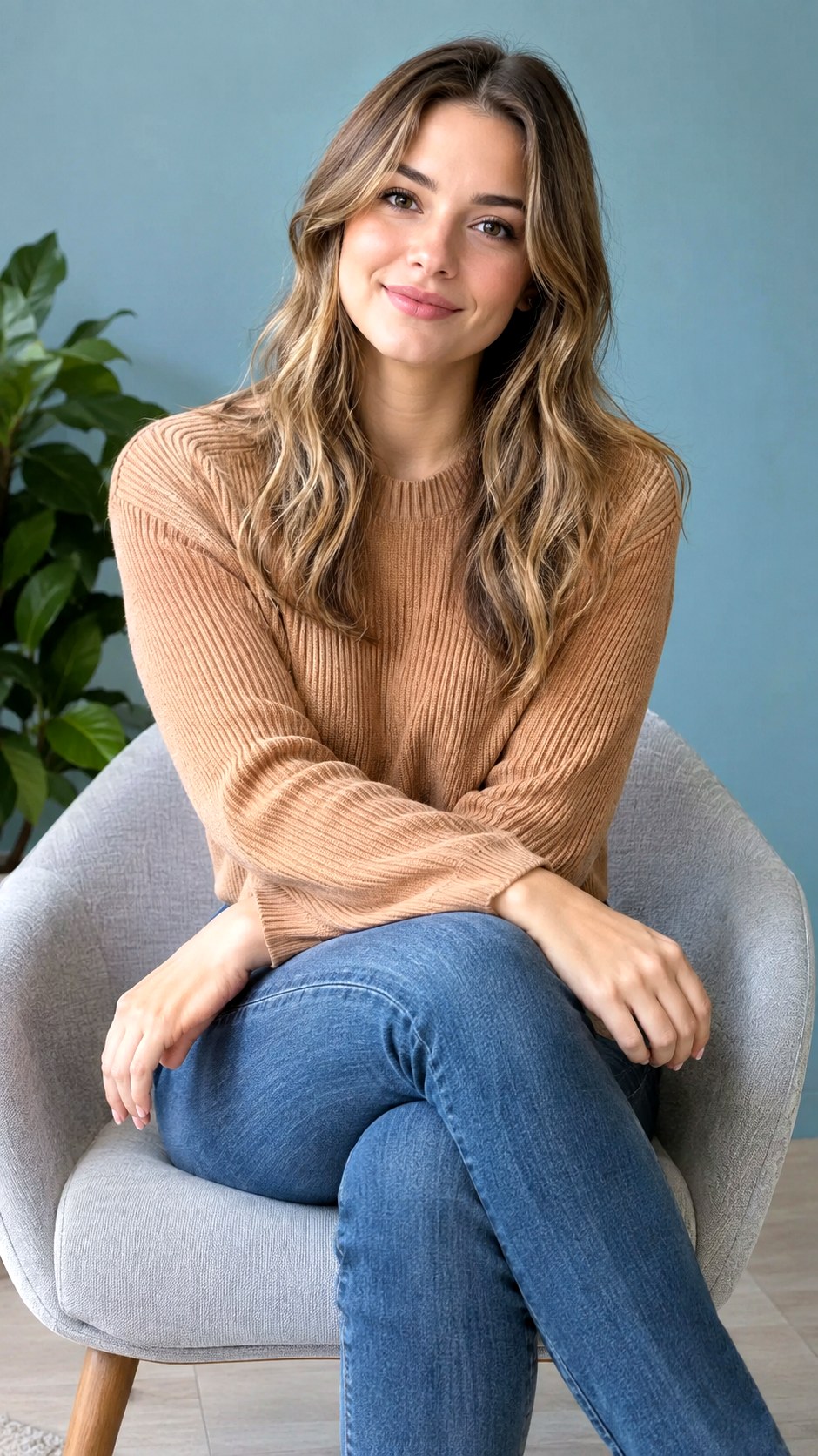 Ribbed Sweatshirt With Slim Fit Jeans - 21 jeans and sweatshirt outfit ideas