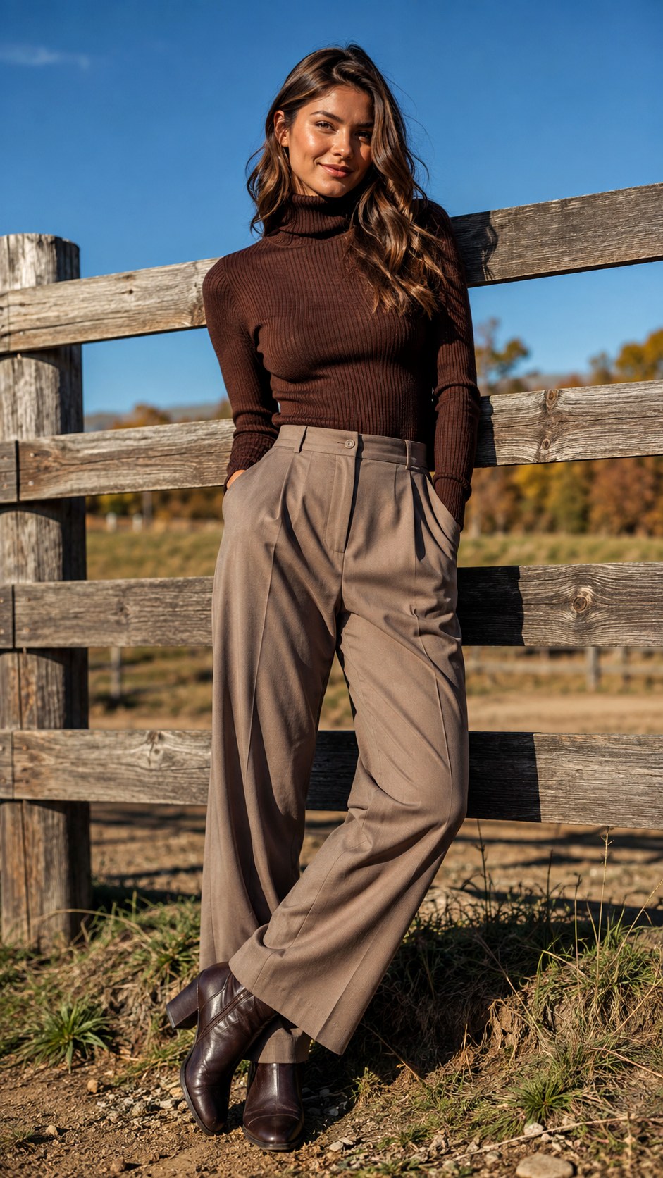 Ribbed Turtleneck And Tailored Trousers - 21 warm fall outfit look ideas