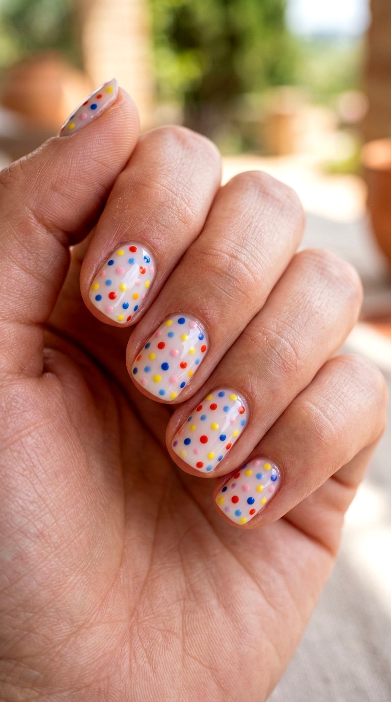 Riviera Micro Dot Nails - 21 Italian summer polka dot Nail ideas