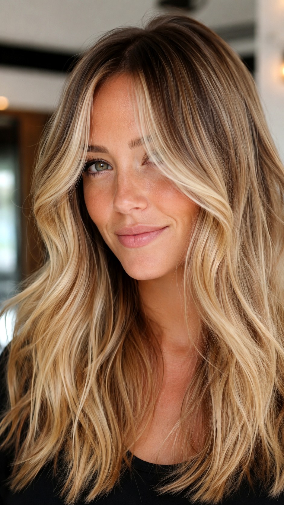 Rooted Blonde Balayage Curtain Bangs - 20 Wispy Curtain Bangs Long Hair Ideas