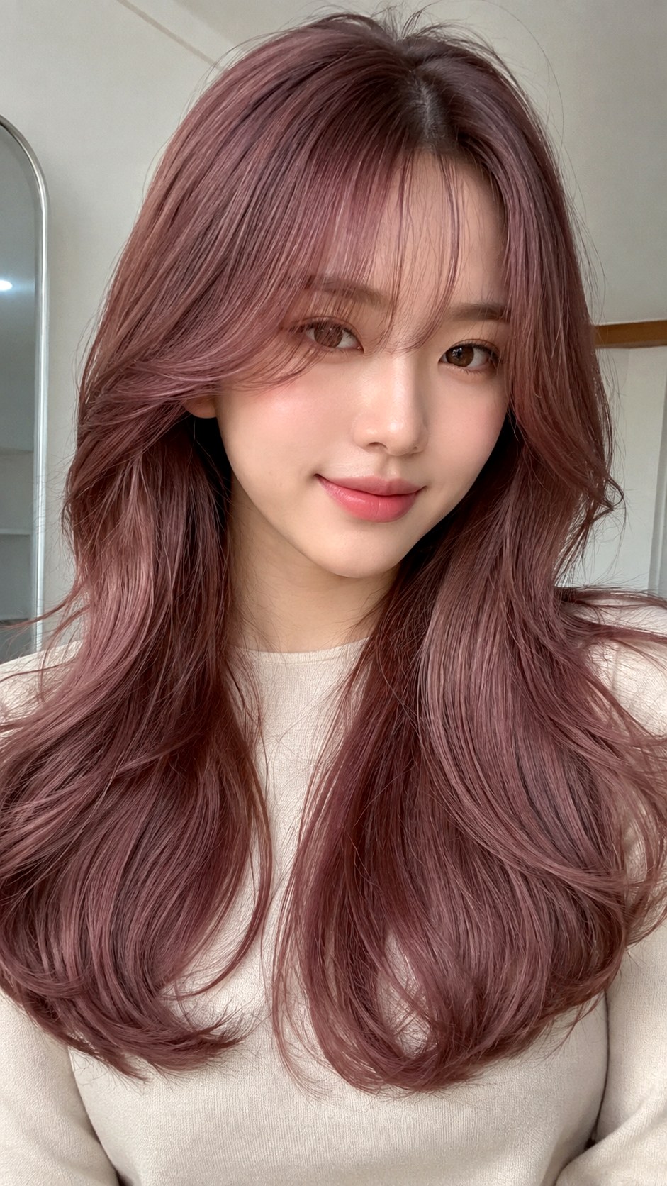 Rose Brown Soft Curled Ends - 24 Wispy Curtain Bangs Long Hair Ideas
