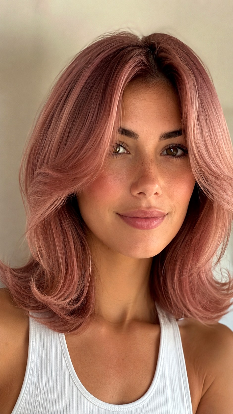 Rosewood Pink Mid Length Flip - 23 hot pink hair color ideas