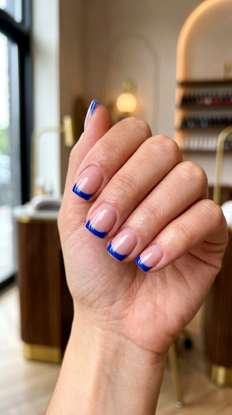 Royal Blue Short French Tips - 24 blue nails short ideas