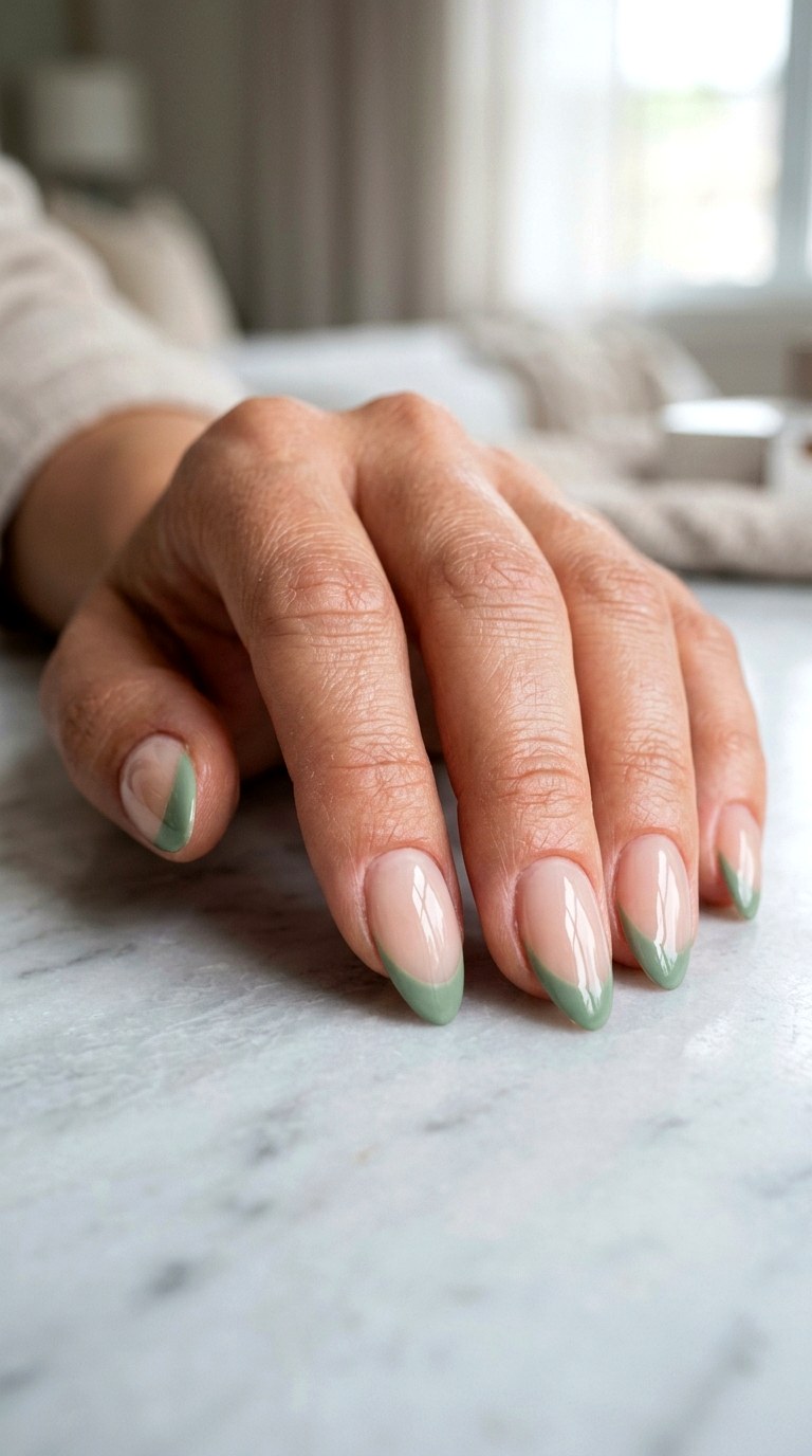 Sage Green French Tips - 24 Green Nail ideas