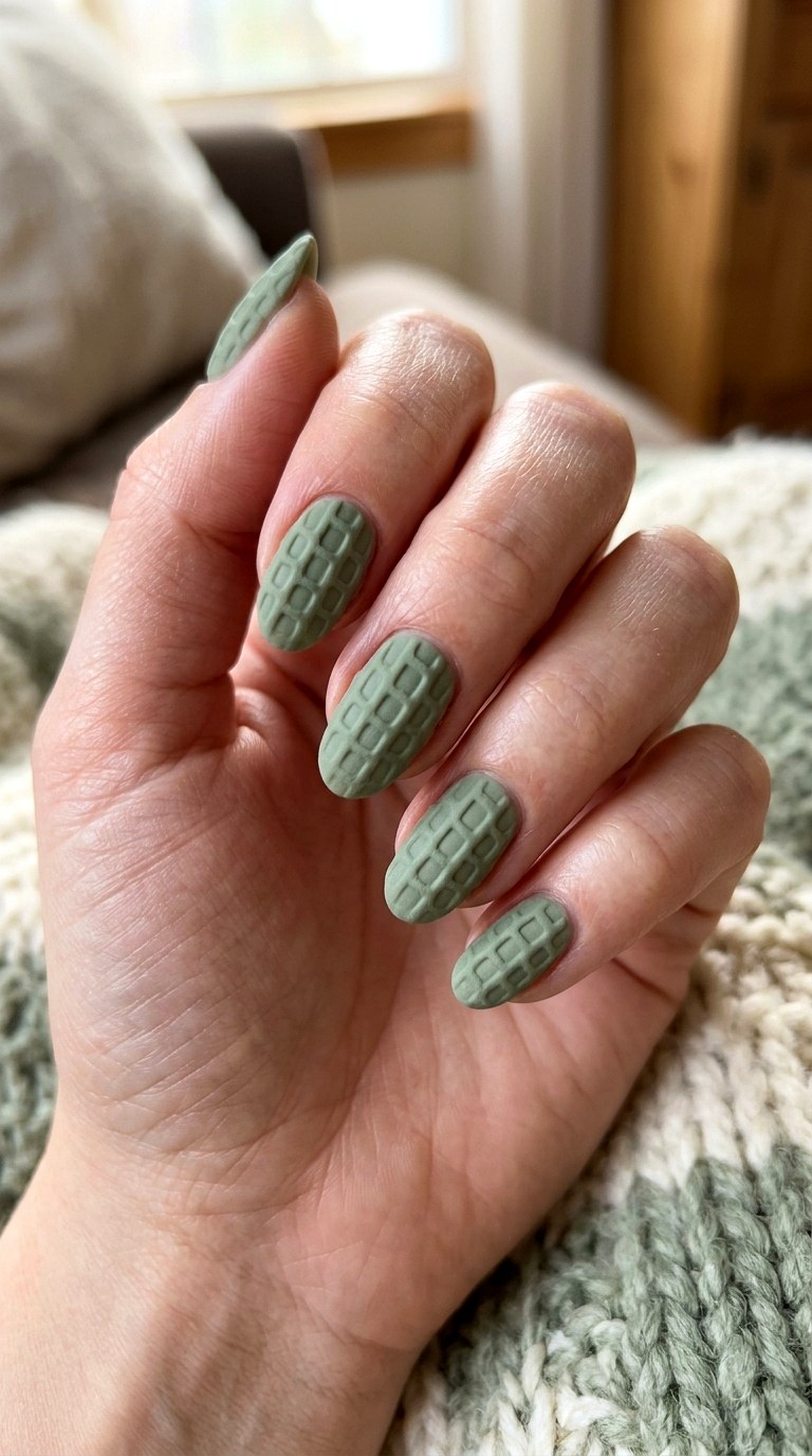 Sage Green Knit Sweater Nails - 24 winter sweater nails nail art design ideas
