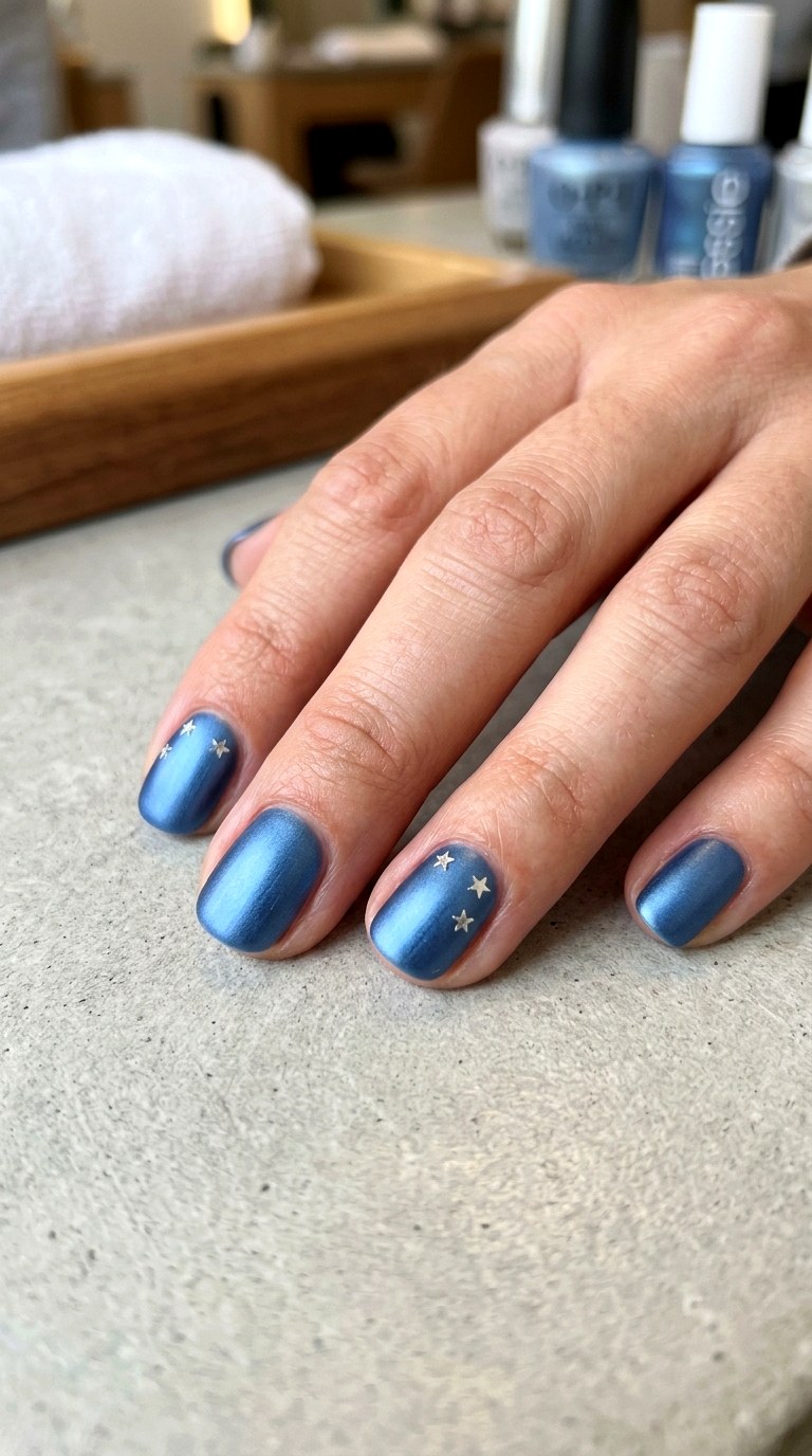 Satin Blue Statement Nails - 23 teen nail ideas
