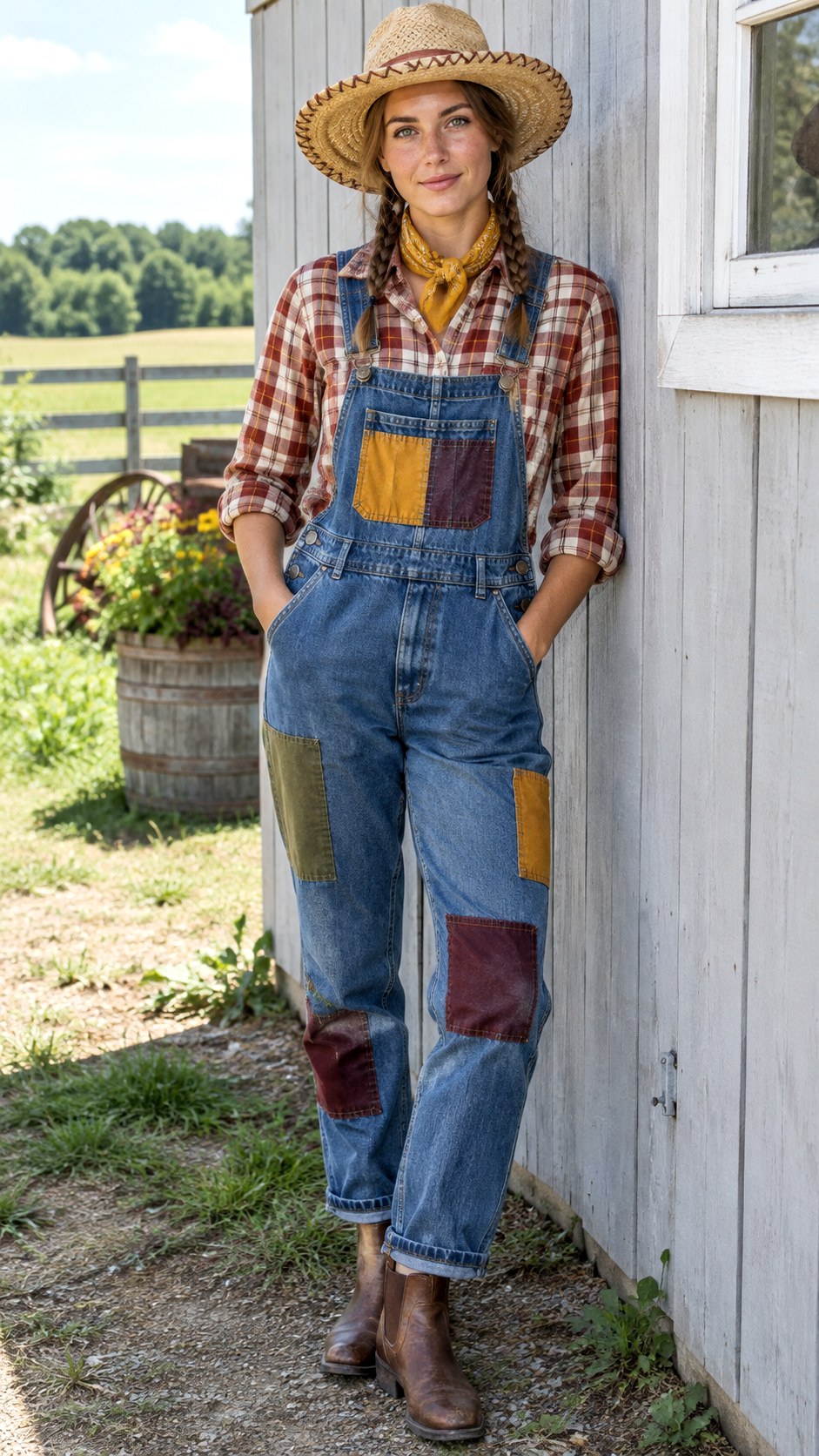 Scarecrow Outfit With Patchwork Denim - 20 halloween outfit ideas