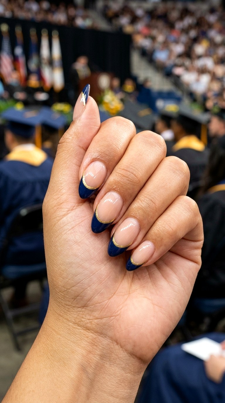 School Color French Tips - 25 graduation Nail art inspiration ideas