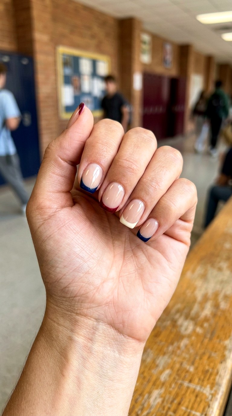 School Color French Tips - 23 back to school nail art inspiration ideas
