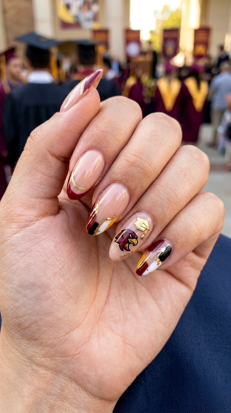 School Mascot Inspired Nails - 25 graduation Nail art inspiration ideas