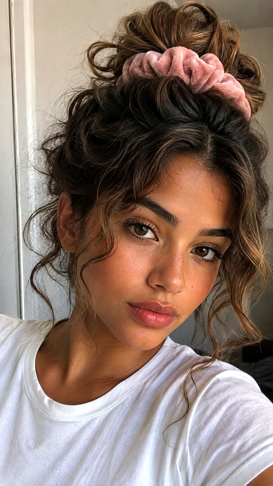 Scrunchie Messy Bun Updo - 22 y2k hairstyle ideas