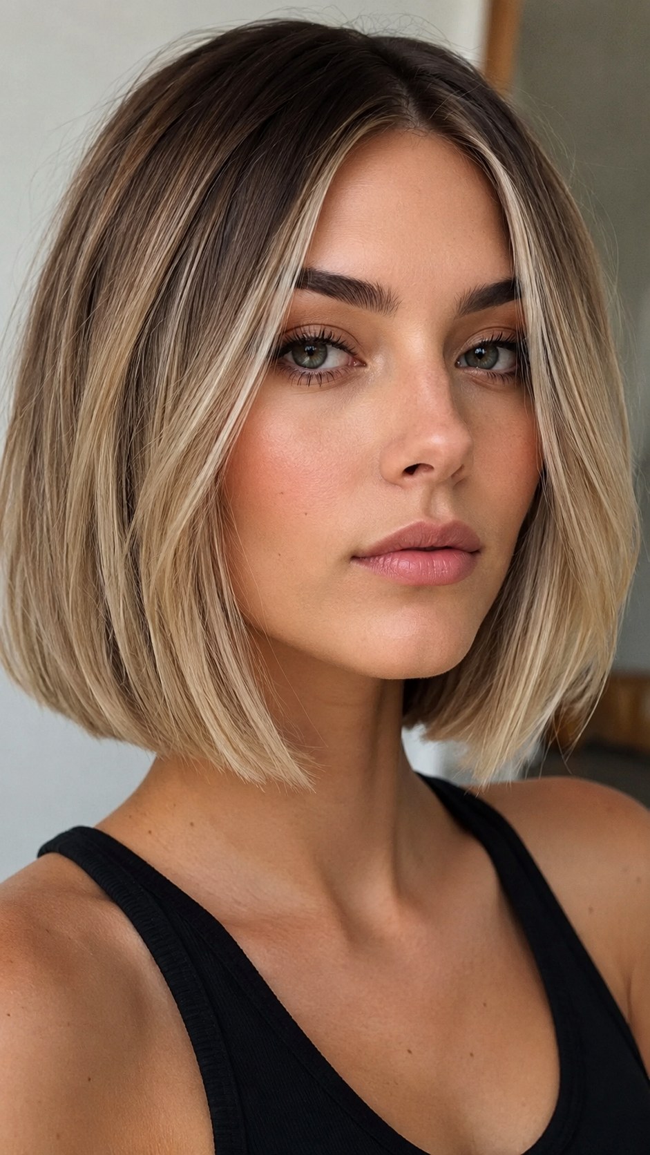 Seamless Beige Blonde Melted Ends - 20 brunette hair color highlights ideas