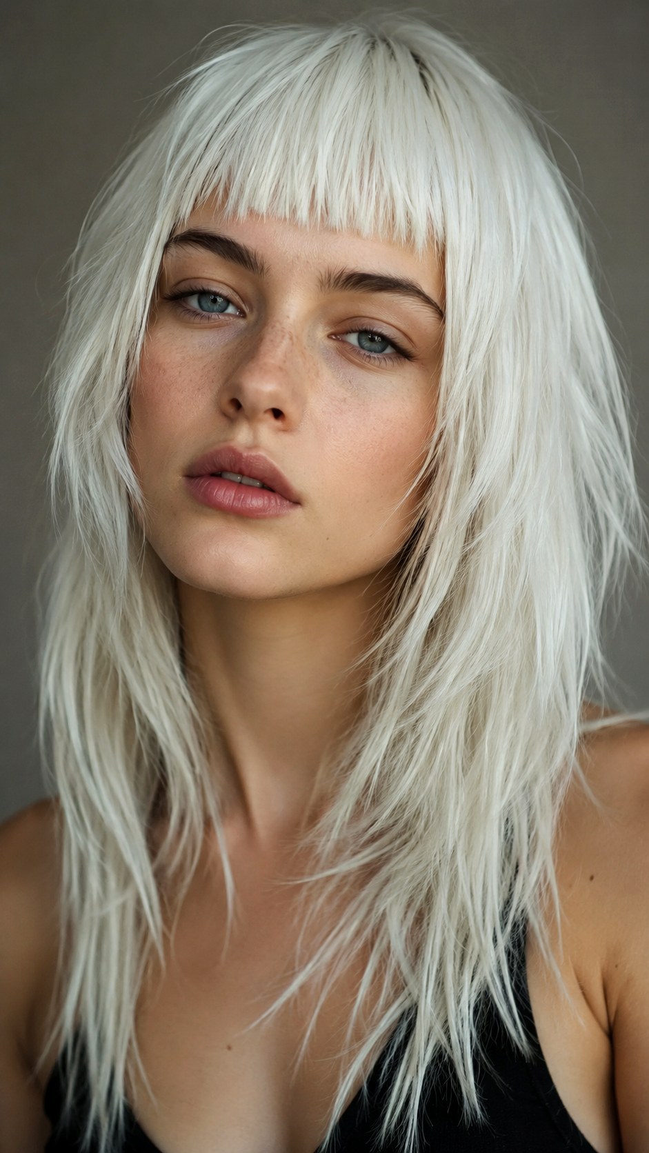 Short Bangs with Disconnected Layers - 20 Long Layered Hair with Bangs Ideas