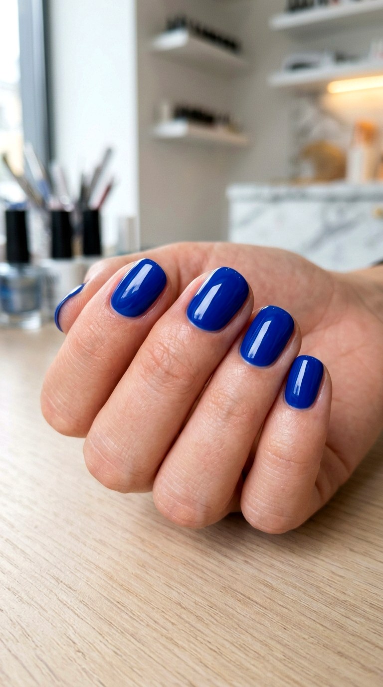 Short Cobalt Blue Nails - 24 blue nails short ideas