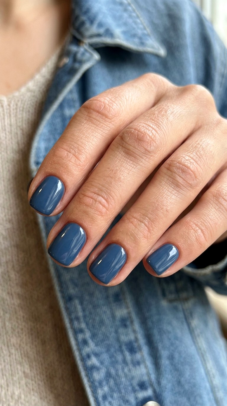 Short Denim Blue Nails - 24 blue nails short ideas