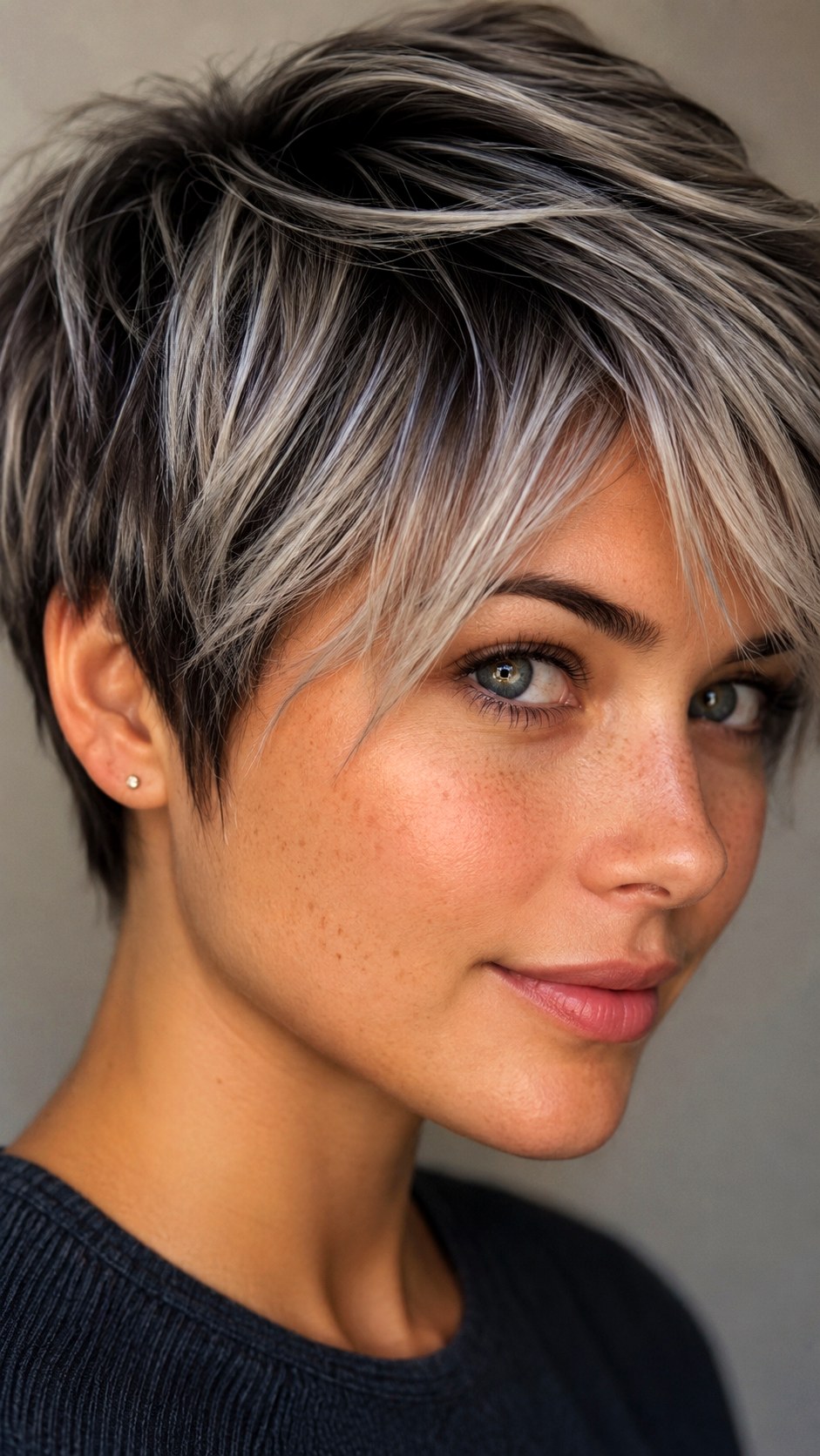 Silver Ash Babylights on Short Crop - 24 short hair highlights ideas