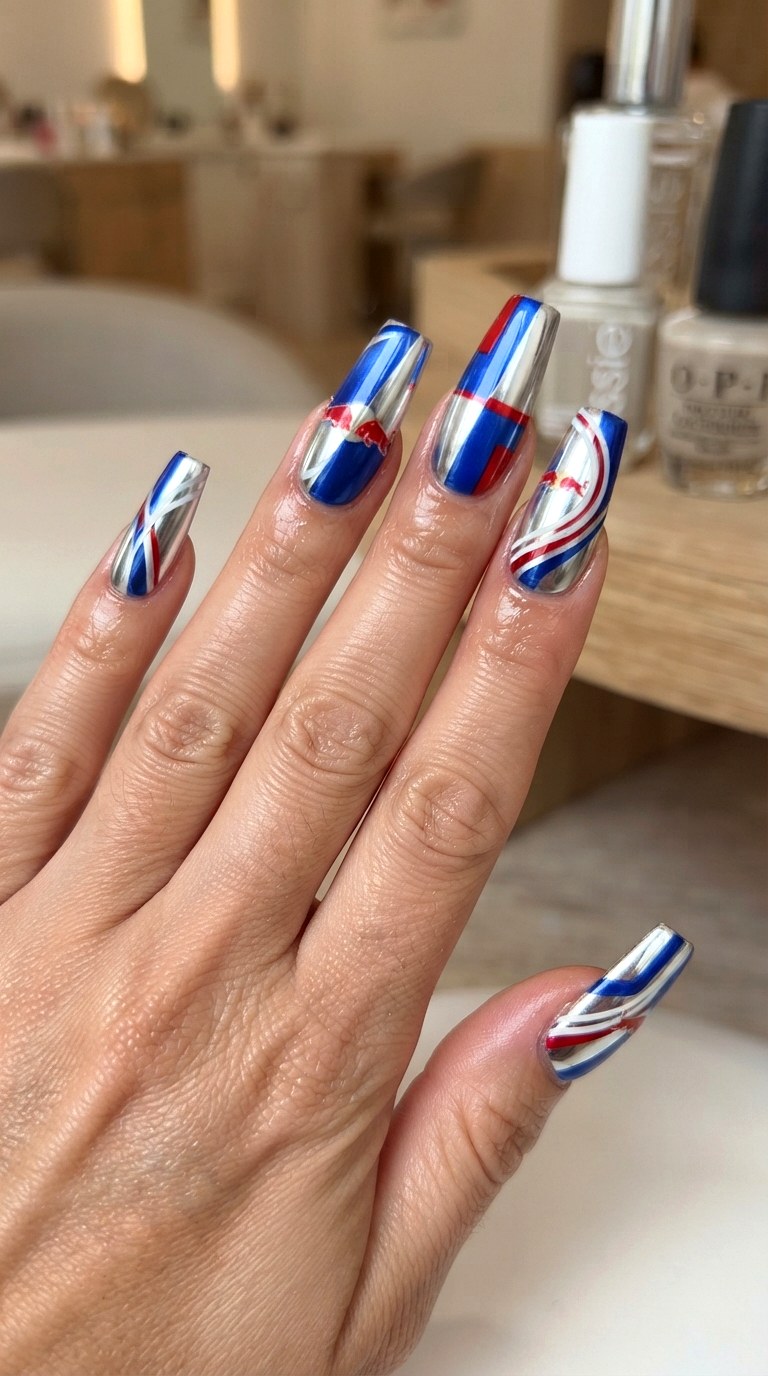 Silver Can Inspired Nails - 21 Red Bull nail ideas